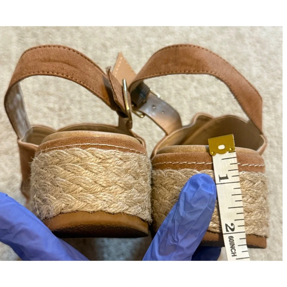 Dr. Scholl's Platform Sandals Womens 7 Good Espadrille Jute Slingback Buckle
